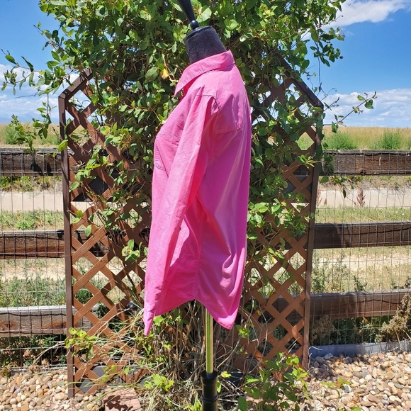 Wendy Williams Pink Collared Button Down Shirt with Cuffed Sleeves Size Large - Picture 15 of 16